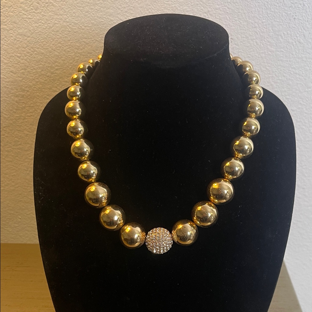 Alfani Gold Beaded Necklace With Silver Pave Accent 20$